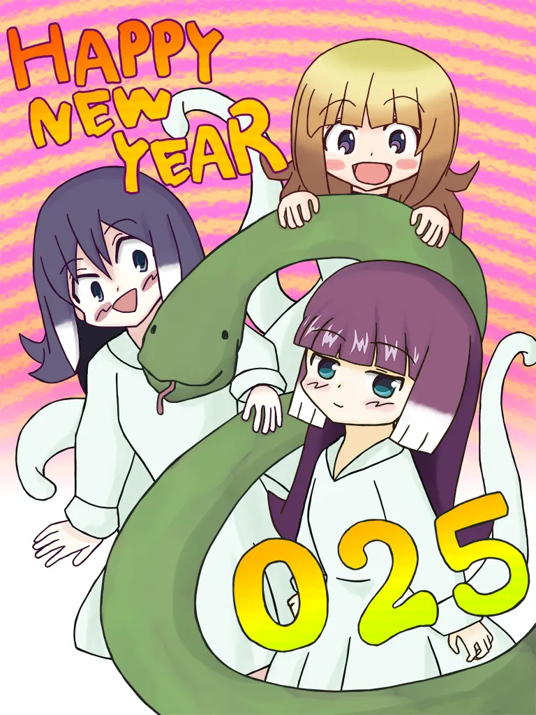 2025年ブログ年始イラスト（波瀬そら・楓梨りんか・咲栖こはぎ/NamiseSora,KaederiRinka,ShouzuKohagi）