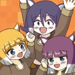 「またなつころも」による2026年の新年イラスト。波瀬そらと、咲栖姉妹（咲栖こはぎ＆咲栖きなこ）。