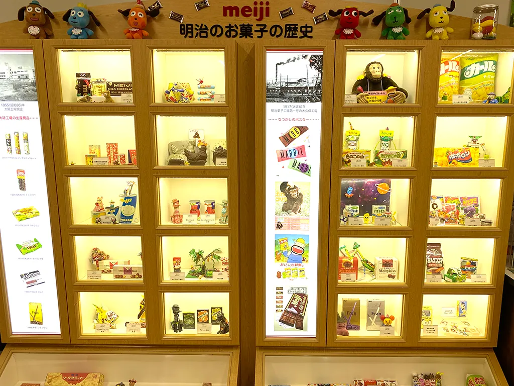 「明治なるほどファクトリー大阪」に展示されていた商品の歴史